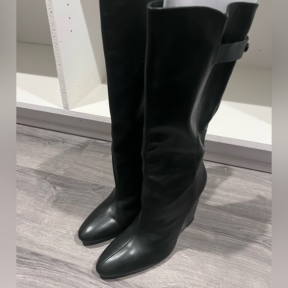 Zara genuine leather black wedge boots - Picture 12 of 15